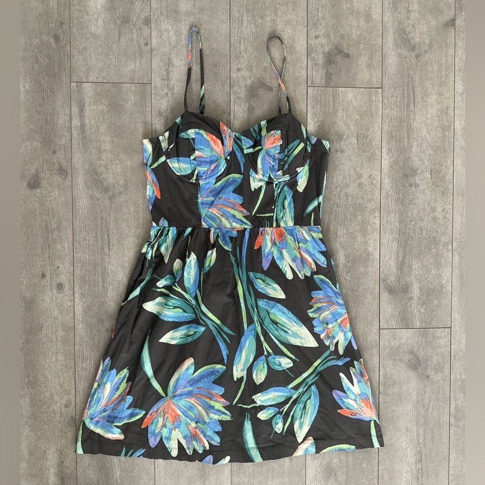 Lauren Conrad Tropical Escape Floral Bustier Dress women’s sz 10